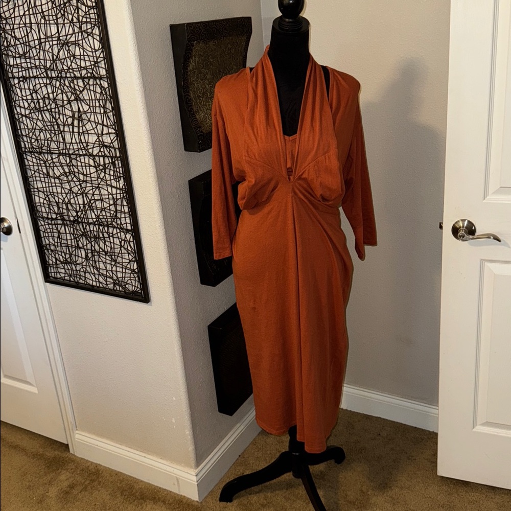 Rust Orange Long Sleeve Dress
